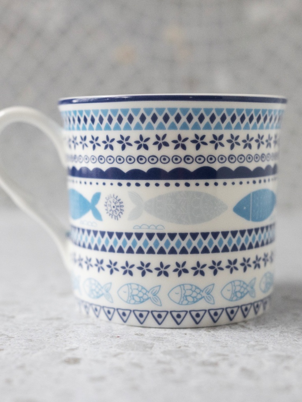 Stechcol Gracie Bone China Coastline Imports fish blue white nautical mug